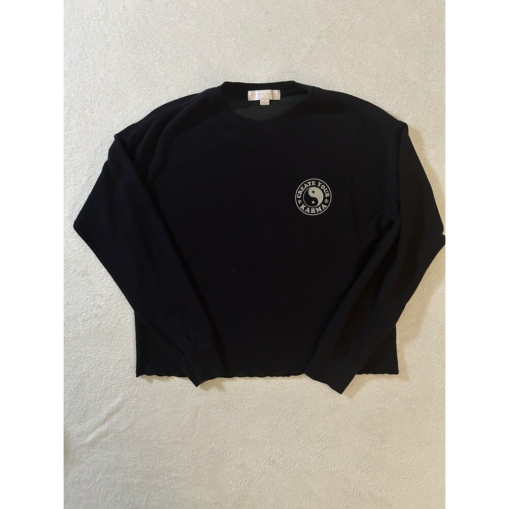 Spiritual Gangster Create Your Own Karma Black Cropped Long Sleeve Top SizeSmall